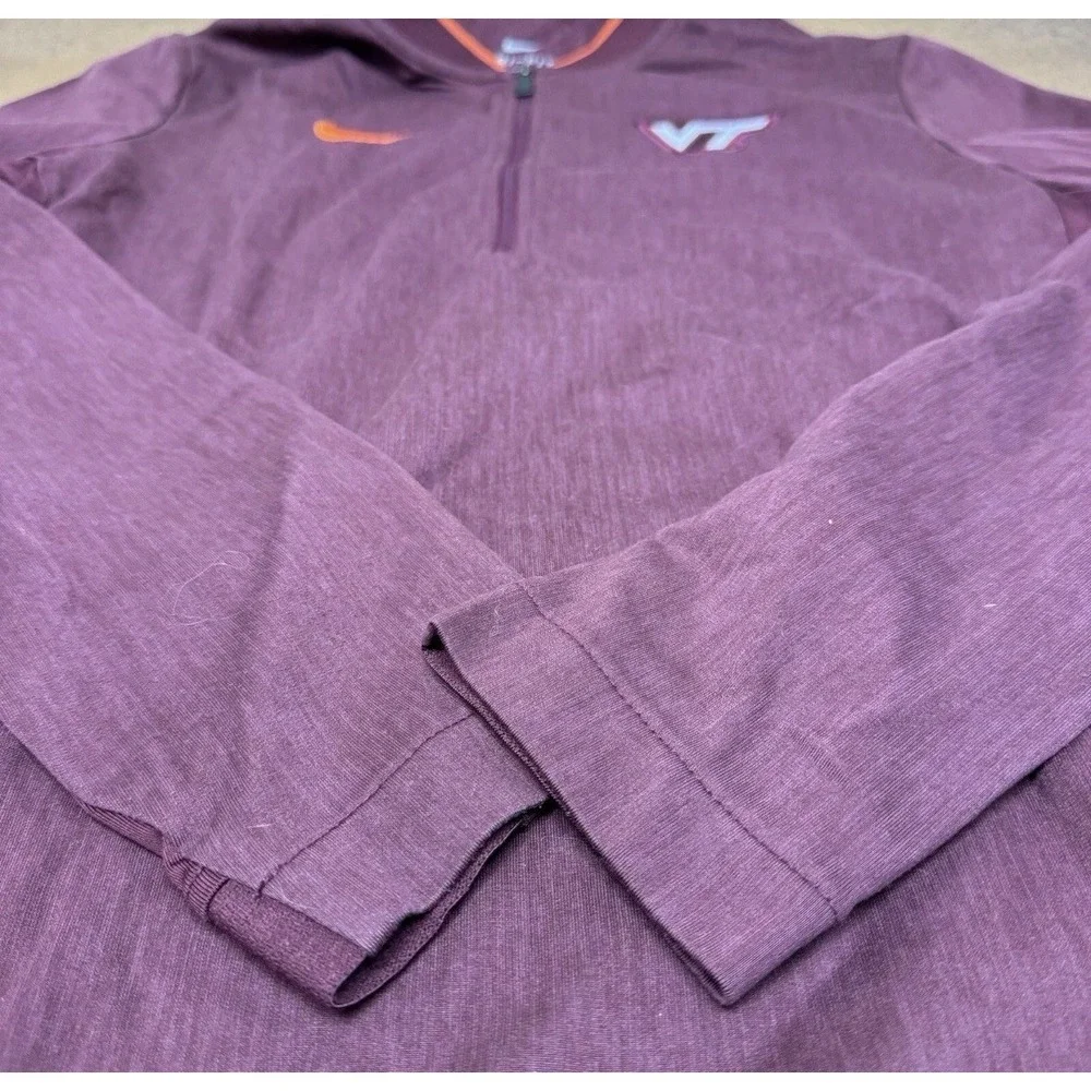 Virginia Tech‎ VT Hokies Sweater Mens Small Red Pullover 1/4 Zip Dri Fit Nike